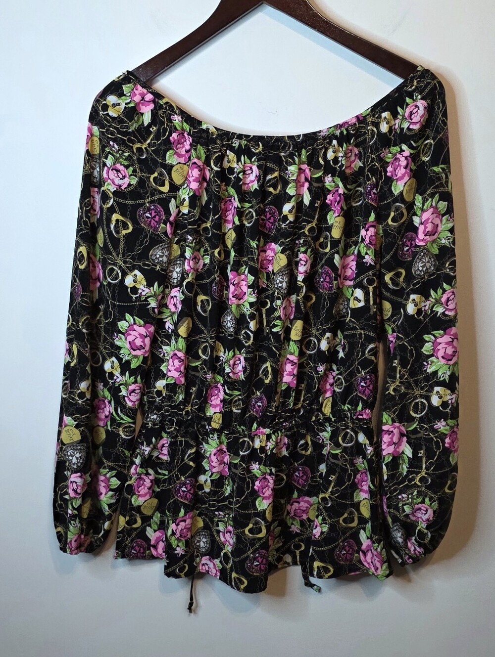 Betsey Johnson Secret Garden Top Peasant Rose Chain Key Size Small Floral - Picture 5 of 10